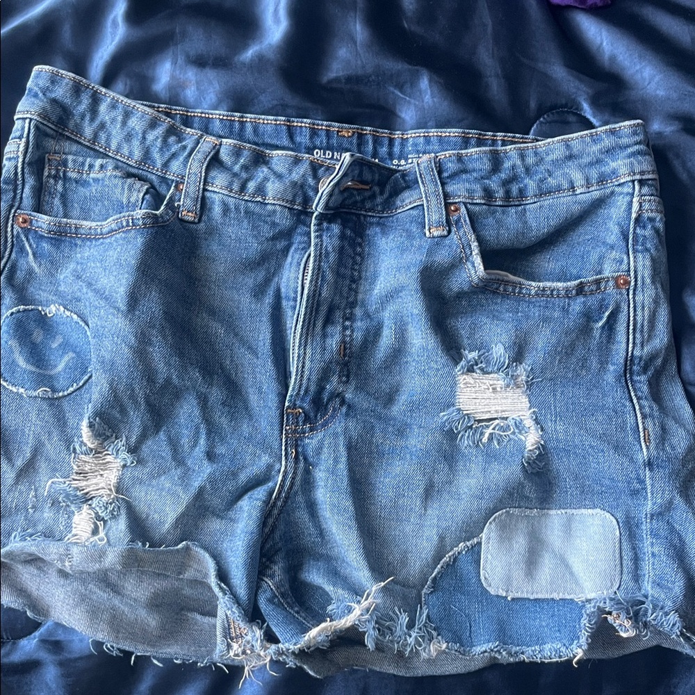 Old Navy Blue Distressed Jean Shorts